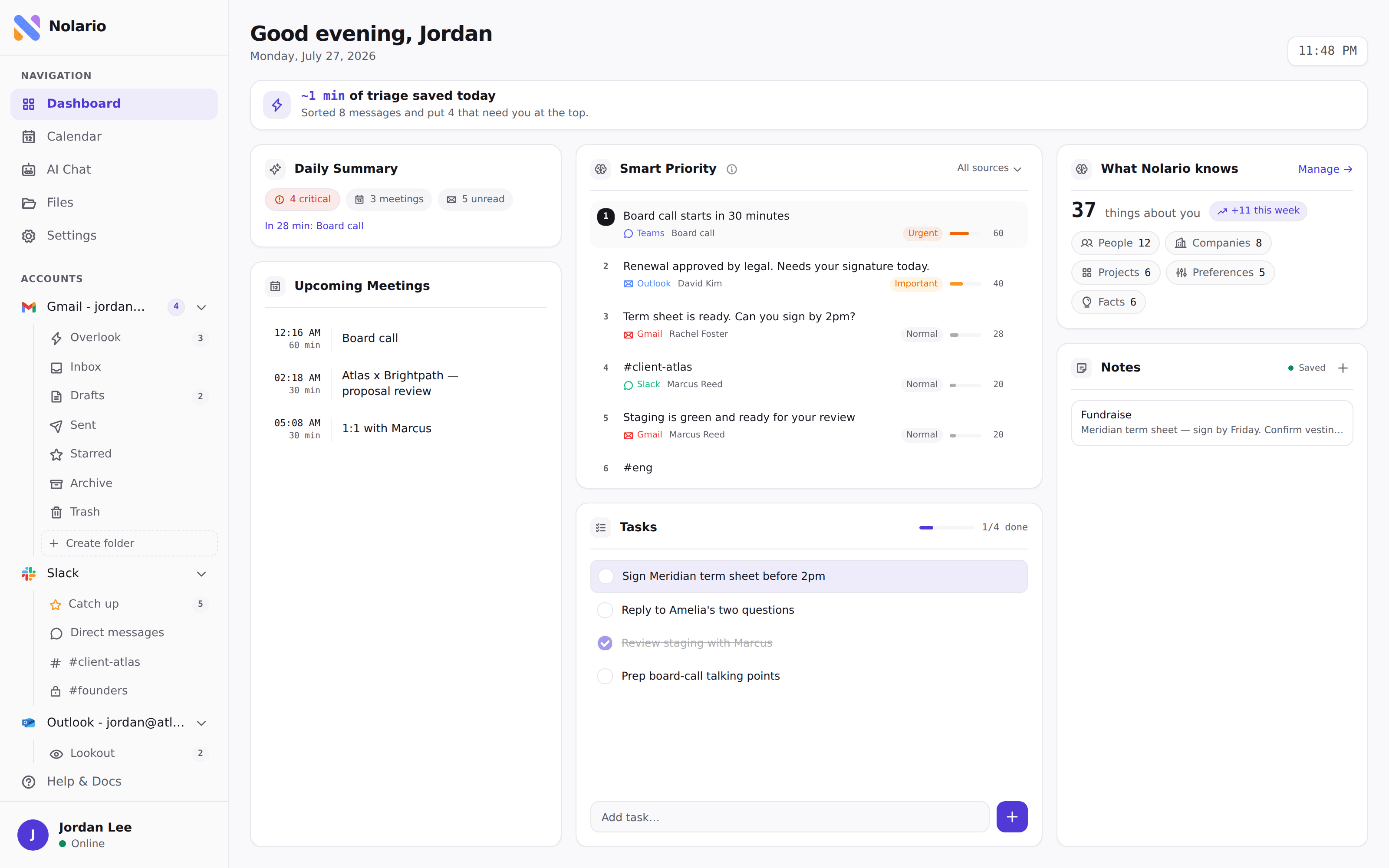 Nolario dashboard consolidating channels into one view to reduce context switching